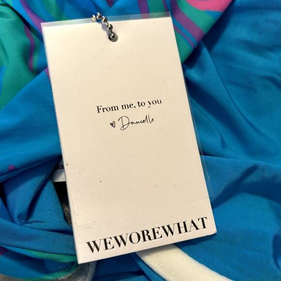 NWT WeWoreWhat Danielle 3.0 One Piece Women's Size XL Paradise Marble Ocean Blue - Picture 15 of 16